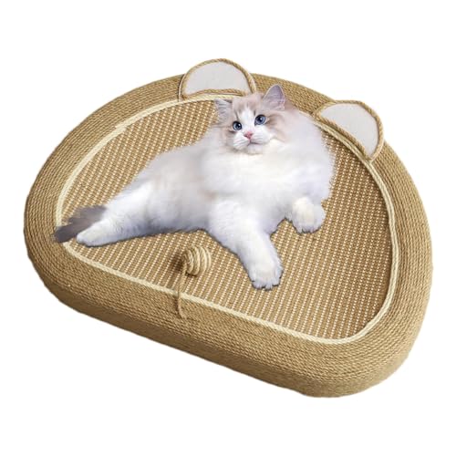 Scratch Lounge Katzenbett,Cat Scratch Lounge | Niedliches Maus-förmiges Sisal-Kratzkissen für Katzen mit Ballspielzeug | Gemütliches Katzenbett, Möbelschutz, Trainingsspielzeug für Couch, Teppiche, So von Generisch