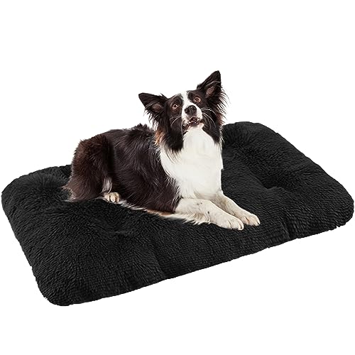 Selbstwärmende, waschbare Haustiermatratze, mit rutschfester Unterseite, Hundeunterlage für kleine, mittelgroße und große Hunde, Katzenmatte, Hundekissen, Bett, Zwinger, 122 x 85 x 12 cm, Schwarz von Generisch