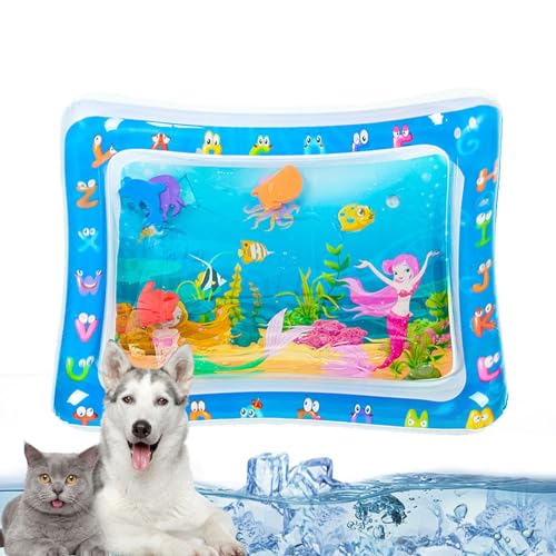 Sensorische Wassermatte Katze | 56/65/69 cm Katzen Wassermatte | Sommer Wassermatte für Katzen und Hunde | Interaktive Wasserspielmatte Katze | Verdicktes Water Sensor Play Mat Cat von Generisch