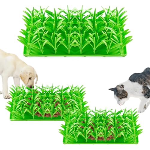 Silikon-Grasmatte für Katzen, 2024 neue Grasmatte aus Silikon, Slow Food-Matte, Schnüffelmatte für Hunde, Katzengrasmatte, Futterspielzeug, Katzengrasmatte für Indoor-Katzen, Silikon, grünes Gras, von Generisch