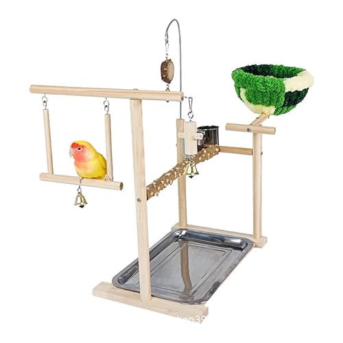 Sittich-Spielplatz im Käfig | Sittich-Vogel-Aktivitäts-Spielcenter | Naturholz Conure, Wellensittich, Lovebird-Ständer, Aktivitätsspielzentrum, Krallenschleifspielzeug von Generisch