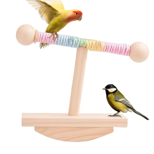 -Sitzstange, Vogel Kratzspielzeug Zur Krallenpflege, Schaukelnde Tischständer Aus Holz, Tierbedarf Für Bewegung Von Conure, Ara, Fink, Beo Und Wellensittich -Sitzstange, Vogel Kratzspielzeug Zur Krallenpflege, Schaukelnde Tischständer Aus Holz, Tierbedarf Für Bewegung Von Conure, Ara, Fink, Beo Und Wellensittich von Generisch
