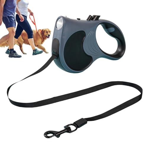 Slip-Leine-Hundeseil, Trainingsleinen für Hunde - Teleskop-Langseil für Hundetraining mit LED-Taschenlampe,4,6 m Lange Trainingsleine mit Knopfbremse und Verriegelung für große und mittelgroße Hunde. von Generisch