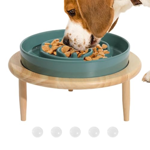 Slow Feeder Bowl, Elevated Dog Feeder, Ceramic Pet Bowl, Anti Slip Bowl, Wooden Dog Feeder, Pet Feeding Dish for Use in Homes, Pet Shops, and Catteries 8.07x8.07x5.31 inches von Generisch