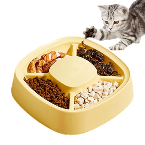 Slow Feeder Katzennapf – Erhöhter Rand Haustier Slow Feeder mit höheren Kanten | Interaktiver Katzen-Puzzle-Futterspender Welpentraining Spaß Sicher Verhindert Überessen für Nass-Trockenfutter von Generisch