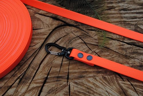 Soft-Vinyl Hundeleine 20mm Neon-Orange Aluminium-Strong abwischbar Schleppleine Gummi (15m mit Schlaufe) von Generisch