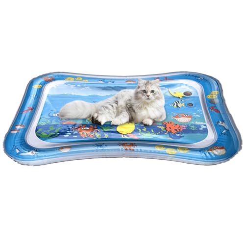 Spielmatte mit Wassersensor für Katzen – Kühlende Spielmatte für den Sommer, Haustier-Wasserbett für drinnen und draußen, Schlafkomfort für Sofas, Fliesen, Boden, Gras von Generisch