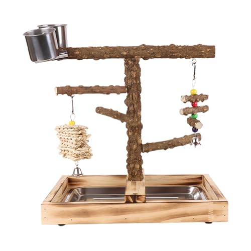 -Spielständer mit Futterbecher – Vogel-Sitzstange aus Holz | Papageienständer aus Holz | Vogelspielständer | kaufester Sittich Gym Spielständer Spielzeug für Fütterungstraining draußen -Spielständer mit Futterbecher – Vogel-Sitzstange aus Holz | Papageienständer aus Holz | Vogelspielständer | kaufester Sittich Gym Spielständer Spielzeug für Fütterungstraining draußen von Generisch