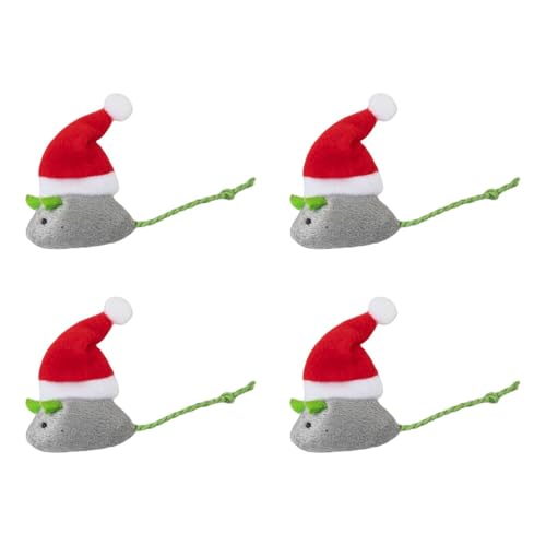 Spielzeugmäuse für Katzen, Katzenspielzeugmäuse - Katzenminze Weihnachtsspielzeug 4 Stück Weihnachtsmäuse,Interaktives Katzenspielzeug, weihnachtliches Katzenspielzeug mit Katzenminze für den Innenber Spielzeugmäuse für Katzen, Katzenspielzeugmäuse - Katzenminze Weihnachtsspielzeug 4 Stück Weihnachtsmäuse,Interaktives Katzenspielzeug, weihnachtliches Katzenspielzeug mit Katzenminze für den Innenber von Generisch