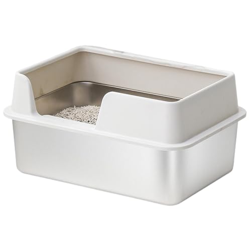 Stainless Steel Litter Box, Edelstahl Katzenklo, Katzentoilette Oben Offen Hohe Seite Litter Box, Katzentoilette Edelstahl, Metall Katzenklo, Hochseitige Katzentoilette, Katzentoilette Aus Metall Für von Generisch