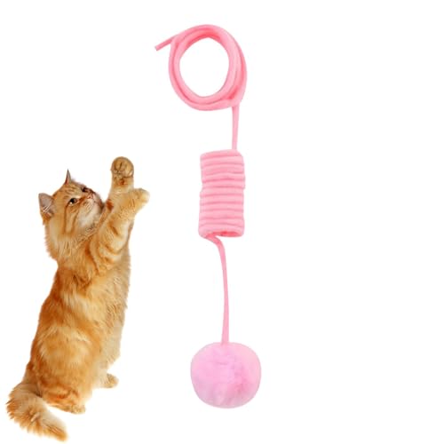 Stimulierendes Katzenspielzeug, aktiver Katzenspielzeug, einziehbarer Teaserball, 100 cn einziehbares und flexibles Design, fördert körperliche Aktivität für Tür, Wand, Nachttisch von Generisch