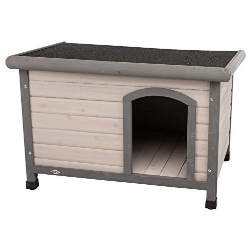 TRIXIE Natura Classic Hundehütte - Kleine Hundehütte für den Außenbereich mit wetterfester Versiegelung & aufklappbarem Dach, Hundehaus aus Holz mit verstellbaren Beinen für kleine Hunde in Braun - von Generisch