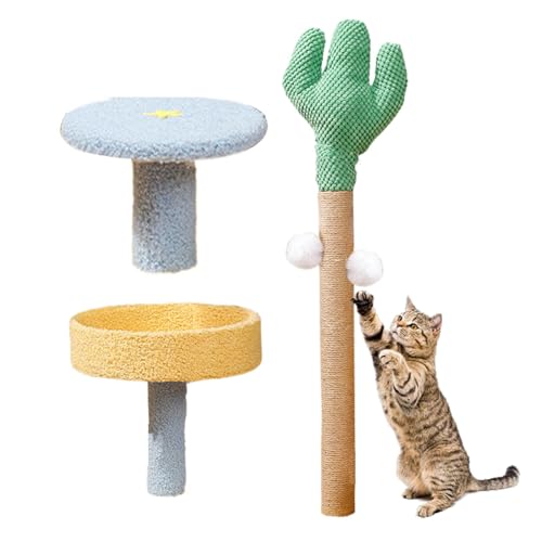 Tall Cat Tree, Cat Climbing Frame, Cat Playhouse Stand, Interactive Cats Tree, 39x39x83cm/15.35x15.35x32.68 Inches, Cats Tree Condo with Space Climbing Posts, Balls and Scratching Areas, Brown von Generisch