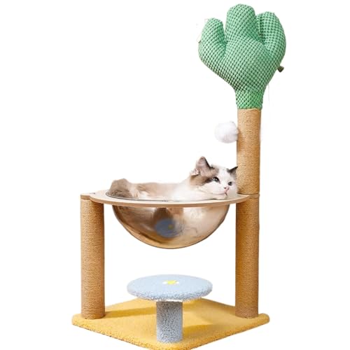 Tall Cat Tree, Cat Climbing Frame, Cat Playhouse Stand, Interactive Cats Tree, 39x39x83cm/15.35x15.35x32.68 Inches, Cats Tree Condo with Space Climbing Posts, Balls and Scratching Areas, Brown von Generisch