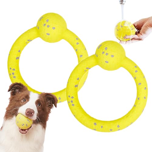 The Mellow Dog Beruhigungsball, Beruhigungsball für Hunde, lustiges Spielzeug und Kauspielzeug für Hunde jeder Größe (gelber Atomring, 2 Stück) von Generisch