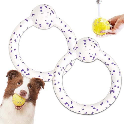 The Mellow Dog Beruhigungsball, Beruhigungsball für Hunde, lustiges Spielzeug und Kauspielzeug für Hunde jeder Größe (weißer Atomring, 2 Stück) von Generisch