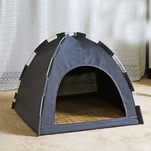 Tragbare Hundebox aus Leinenstoff, Haustierzelt, mit abnehmbarem, waschbarem Bezug für kleine und mittelgroße Hunde, Grau, 68 x 68 x 60 cm von Generisch