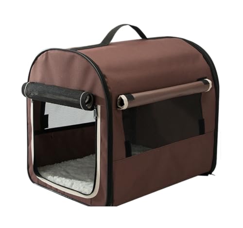 Tragbare Hundetasche für Haustiere, Auto, Reisekisten, Fahrzeug, faltbar, weiches Bett, zusammenklappbar, Hundehütte (Braun, L) von Generisch