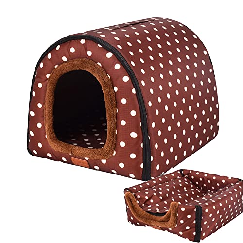 Tragbare Iglu-Hundehütte mit abnehmbarem, waschbarem Dach, große, gemütliche Höhle, Haustier-Sofabett zum Schlafen, faltbares und rutschfestes Design, ideal für kleine bis mittelgroße Haustiere von Generisch