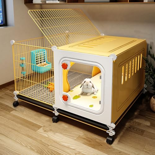 Tragbarer Kaninchenstall aus Metalldraht mit Rädern, Laufstall für drinnen und draußen, für kleine Haustiere, einfache Mobilität und geräumiges Wohnen Tragbarer Kaninchenstall aus Metalldraht mit Rädern, Laufstall für drinnen und draußen, für kleine Haustiere, einfache Mobilität und geräumiges Wohnen von Generisch