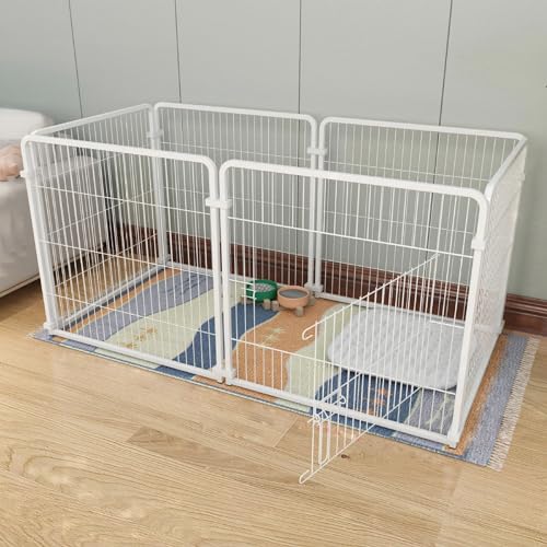 Tragbares, robustes Haustier-Laufgitter mit extra Befestigungsbeschlägen, Indoor/Outdoor, Hundezaun für kleine/mittelgroße/große Hunde, Weiß, XL von Generisch