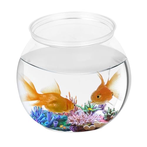 Transparenter transparenter Behälter für Aquarien – runde Fischschale für Betta-Fische | Fallsicherer goldener Fischhalter, klares rundes Terrarium für Schreibtisch oder Tischplatte, perfektes Mini-Aq von Generisch