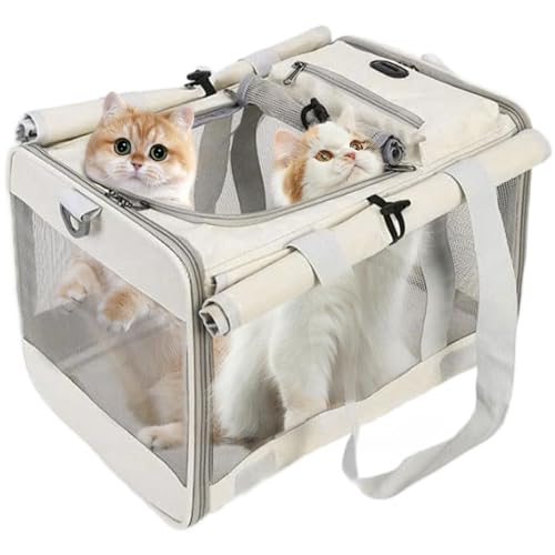 Transporttasche für Katzen | Atmungsaktive Netztasche für Haustiere mit bequemem Schultergurt | Tragetasche mit großer Kapazität für den Transport von zwei Katzen | Perfekt für Autofahrten, t von Generisch