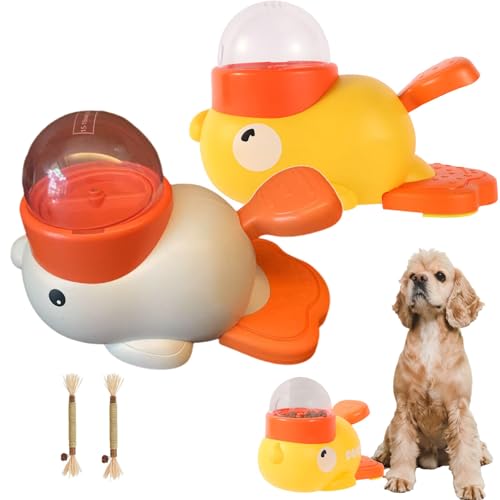 Treat Dispensing Dog Toys, Duck Treat Dispenser, 2-in-1 Interactive Puzzle Toy Slow Feeder Fun Treat Dispenser for Medium Dogs, Anti-Gulping Duck-Shaped Design, Reduces Bloating Boredom (Gelb+Weiß) von Generisch