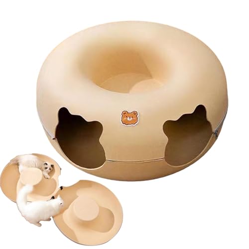 Tunnelhöhle Katzenbett, Katzenspielzeug Tunnelbett, Donut Indoor-Katzenversteck, Multifunktionales, abnehmbares, kratzfestes, waschbares, gemütliches Tunnelhöhlen-Katzenbett mit großer Kapazität für K Tunnelhöhle Katzenbett, Katzenspielzeug Tunnelbett, Donut Indoor-Katzenversteck, Multifunktionales, abnehmbares, kratzfestes, waschbares, gemütliches Tunnelhöhlen-Katzenbett mit großer Kapazität für K von Generisch