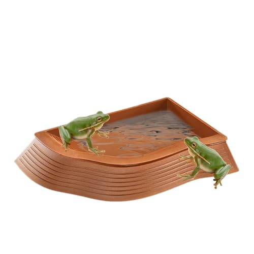 Turtle Water Dish, Tortoise Bathing Pot, Multifunctional Reptile Bowl, Anti-Slip Safe Terrarium, Soaking Dish for Drinking & Feeding (Small/medium/Large) 36.5x29x4.5cm von Generisch