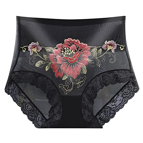 Unterhosen Damen Nahtlos Spitzen Einfarbig Atmungsaktive Pantys Sexy Hipster Slip Mit Hoher Taille Bequem Schlüpfer Weiche Stretch Aushöhlen Versuchung Unterwäsche von Generisch