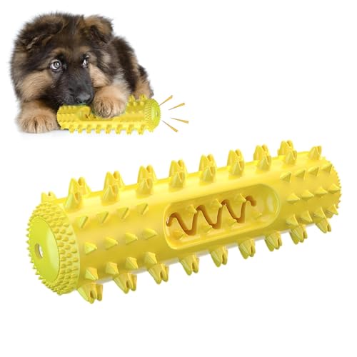 Unzerstörbares Hundespielzeug | Quietschendes Kauspielzeug für Hunde – unzerstörbares interaktives Hundespielzeug, Welpenzähne Kaustab, robuste Zahnbürste für kleine bis große Rassen von Generisch