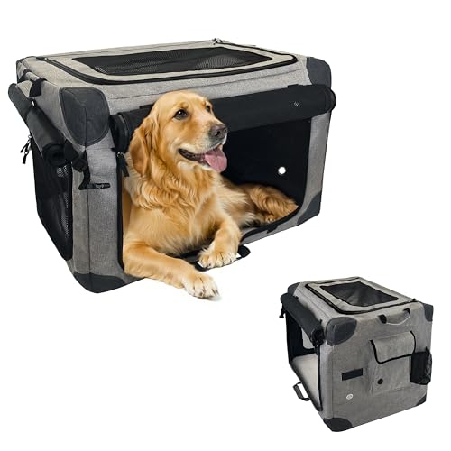 VERCART 4-türig Weiche Hundebox Faltbar Hundehütte Outdoor Katzentransportbox Auto Hundezwinger Gitterbox Hund Hundekäfig XXL Kleintierkäfig Hundebox Große Hunde Reise & Transport für Hunde von Generisch