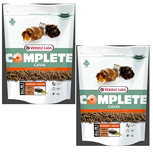 Versele-Laga Complete Cavia All-in-one- Nutrition | Doppelpack | 2 x 500 g | Pellets für Meerschweinchen | enthält Timothy-Heu | angereichert mit Holunderbeeren und Kräutern von Versele-Laga