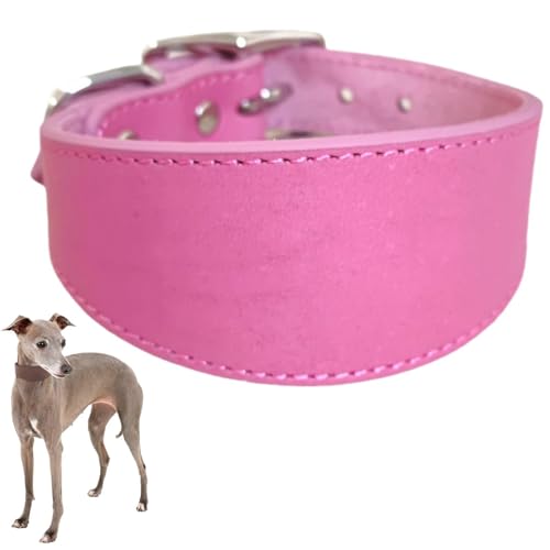 Verstellbares Hundehalsband,Durable Breite Kragen Leder Hals Halsbänder, Lederhalsband für große Hunde,Italienische Windhunde Pet Supplies,Haustierzubehör (Rosa, M) von Generisch