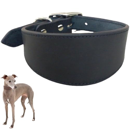 Verstellbares Hundehalsband,Durable Breite Kragen Leder Hals Halsbänder, Lederhalsband für große Hunde,Italienische Windhunde Pet Supplies,Haustierzubehör (Schwarz, M) von Generisch