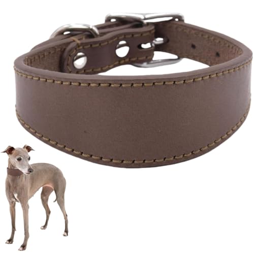 Verstellbares Hundehalsband,Durable Breite Kragen Leder Hals Halsbänder, Lederhalsband für große Hunde,Italienische Windhunde Pet Supplies,Haustierzubehör (braun, M) von Generisch