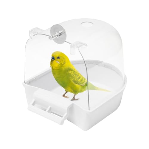 Vogel Badewanne Vogelwanne, Vogelkäfig ZubehörBadewanne, Hängende Vogel Futternapf, Badehaus Vogelkäfig, Wasserdusche Transparente Futterautomaten Halter mit Haken, für Sittiche, Haustiere von Generisch