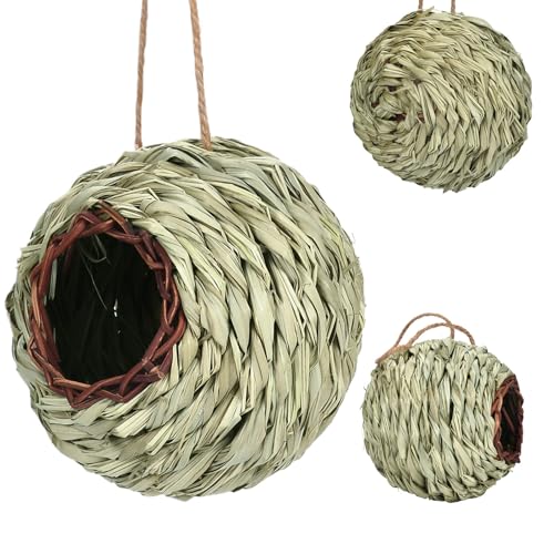 Vogel Nest | Natürliches Gras Hängbare Vogelhütte,Handgeflochtene Natur Hütte Deko für Garten Baum Laube Terrasse Rasen Vogel Nest | Natürliches Gras Hängbare Vogelhütte,Handgeflochtene Natur Hütte Deko für Garten Baum Laube Terrasse Rasen von Generisch