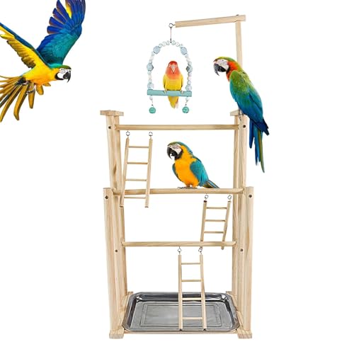 Vogel-Spielständer, Papageien-Spielständer,Spielständer aus Holz - Spiel-Gymnastikständer, Vogelbarschständer, Vogelgymnastik, Papageien-Laufstall für Sittiche, Lovebird, Wellensittiche, Conures von Generisch