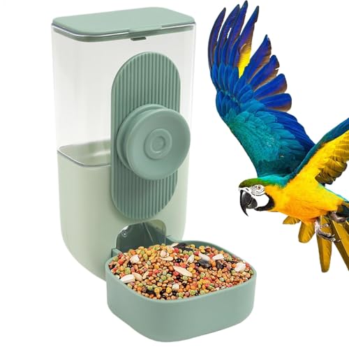 Vogelfutterspender Wasserspender Set - Wasserspender Abnehmbarer Samenbehälter Futterspender Trinker | 870 ml Multifunktionaler Käfig Vogelfutterspender | Käfig Futterhalter (Silber) von Generisch