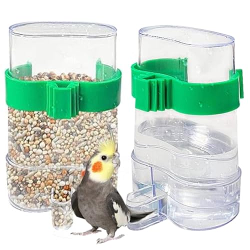 Vogelfutterstation für Vögel, 2 Stück, automatischer Vogelwasserspender für Käfig, Wasserflasche, Trinkflasche, Futter-Samenspender, Käfigzubehör für Papageien, Wellensittiche, Sittiche von Generisch