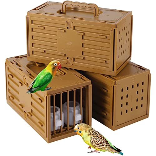 Vogelkäfig, brauner Kunststoff-Vogelkäfig, rechteckiges Vogelhaus im Vintage-Stil für Zoohandlungen, tragbarer Reise-Vogelkäfig für kleine Vögel, tragbar von Generisch