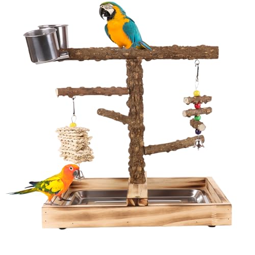 Vogelständer,Spielplatz Für Vögel Mit Futterbehältern - Spielzeug Aus Natürlichem Holz Für Sittiche, Kanarienvögel, Nymphensittiche & Wellensittiche Vogelständer,Spielplatz Für Vögel Mit Futterbehältern - Spielzeug Aus Natürlichem Holz Für Sittiche, Kanarienvögel, Nymphensittiche & Wellensittiche von Generisch