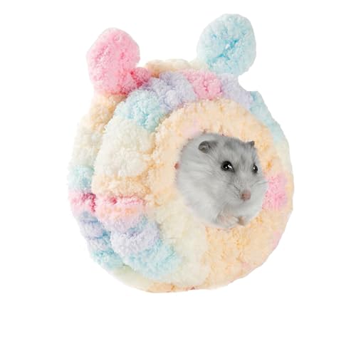 Warmes Baumwoll-Haustierhaus, Eichhörnchen-Plüschbett, Hamsterbett, rundes Igelkäfignest, Haustier-Baumwollnest, gemütliches Winterschlafhaus für Chinchilla, Hamster, Igel von Generisch