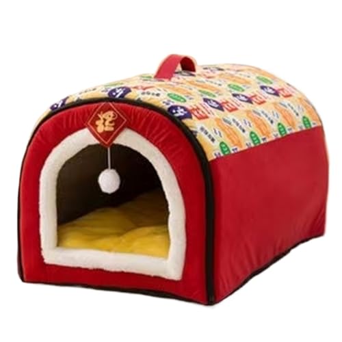 Warmes Winter-Katzen-Hundebett, Matte, Tiefschlafzelt, gemütlich, geometrisches Hausnest, abnehmbar, waschbar, für mittelgroße und große Hunde, Haustierbedarf (G, S 40 x 35 x 35) von Generisch