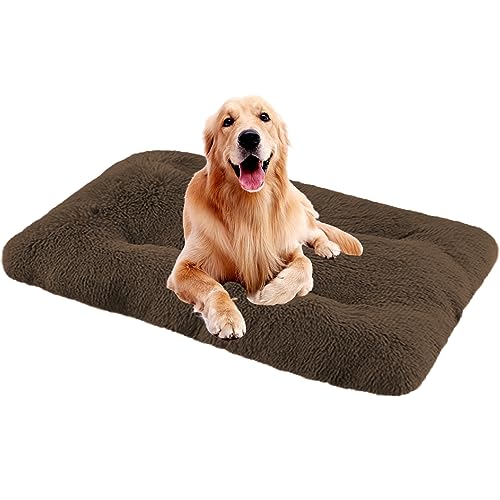 Waschbares Hundebett, mit rutschfester Unterseite, für mittelgroße und kleine Hunde und Katzen, Stressabbau, Haustiermatratze, Hundekissen, Hundehütte (78 x 55 x 10 cm, Braun) von Generisch