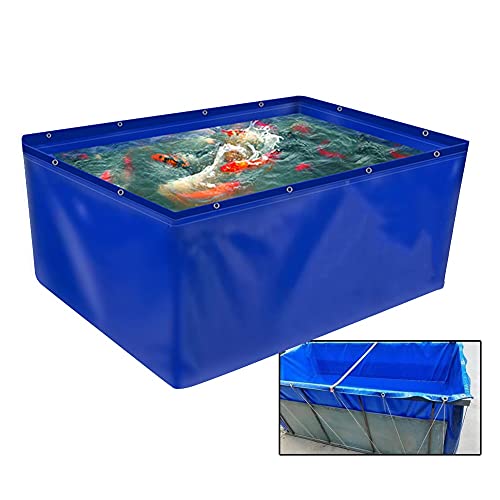 Wasserdichter temporärer Behälter aus Segeltuch für Salzwasserfische, 0,45 mm, Teichwasserspeicher für Garten, Zuchtfische, einfach aufzubauen, Blau, 2 x 2 x 1 m von Generisch