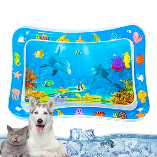 Wasserspielmatte für Katzen, Wassersensor-Matte für Kinder, Wassersensorisches Pad, Haustier-Spielmatte mit Fischen für Sommerspiele, 45 x 55 cm von Generisch