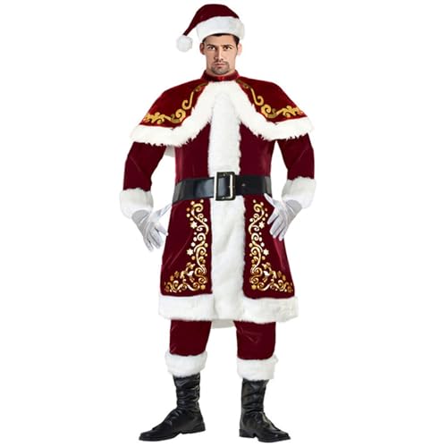 Weihnachten Outfits, Weihnachtsmann Kostüm Nikolauskostüm Festliches Weihnachtsanzug Cosplay Outfit mit Weihnachtsmütze Große Größen Für Karneval Weihnachtsparty von Generisch